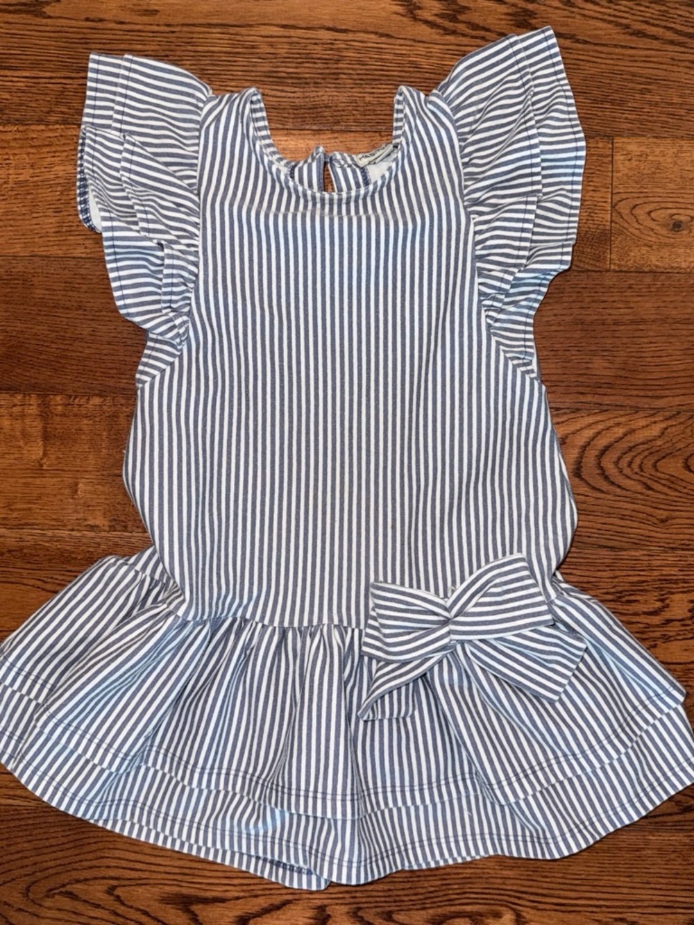 Habitual Blue & White Striped Flutter Sleeve Romper